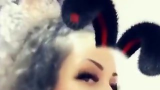 A cute vampire girl sucks every last drop out of her victim on snapchat!