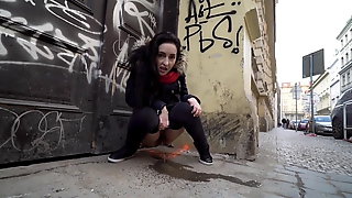 Crazy Girl Pissing In Street