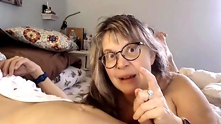 Mature wife sucks and rides hubbys cock with tits out