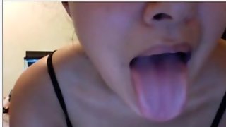 Hot girl shows feet, boobs, tongue and masturbates on chatroulette