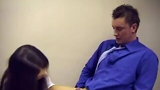 Footjob under table in meeting part 2