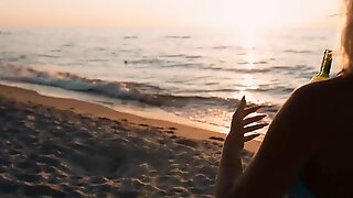 First day in Paradise. Deepthroating and creampie on the beach at sunset. - kate truu