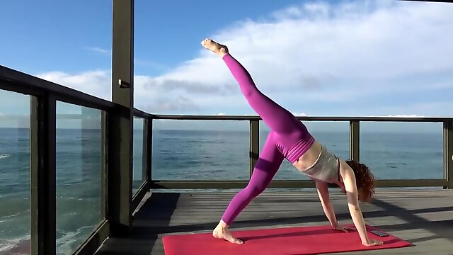 Ocean Yoga in Pink Yoga Pants