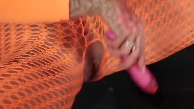 Goddess orange bodystocking big boobs boots