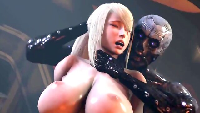 Animelois Samus Aran gets her 3D animated pussy destroyed by big monster co