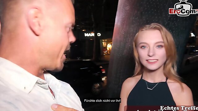 German berlin agent pick up young 18yo petite college teen on street for EroCom Date fuck