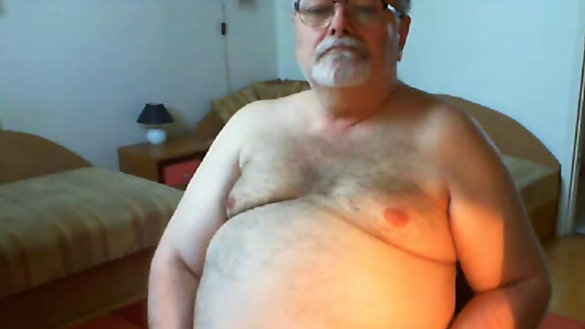 Grandpa piss and cum on webcam