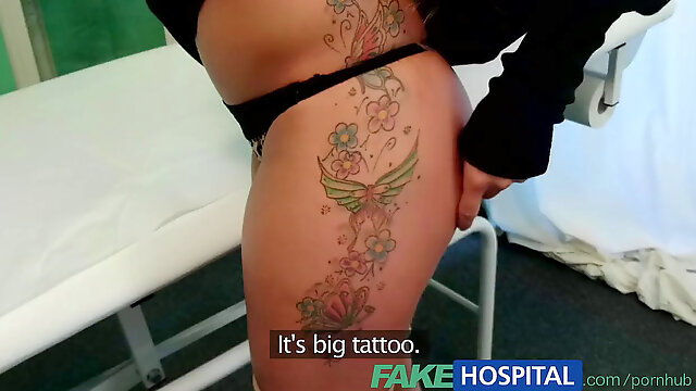 FakeHospital teen model spunks for tat removal doctor enjoys himself