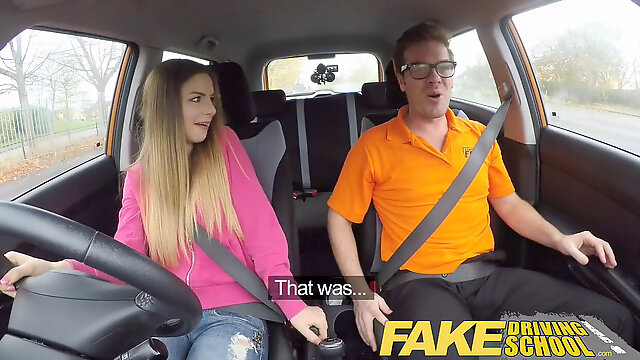 Free Premium Video Fake Driving school full scene - hot Italian learner with big natural melons