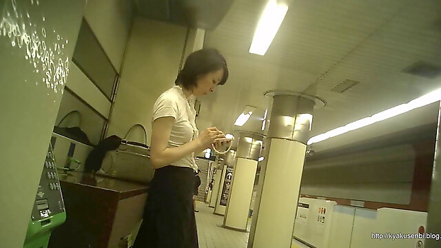 Candid office woman in japan subway station