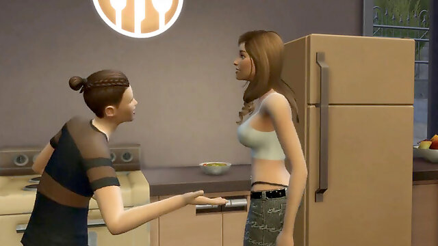 SIMS 4 - Boy pulverizes his stepmom while daddy see TV