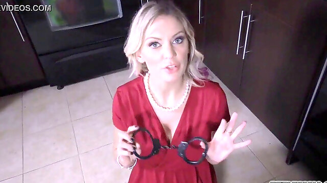 Stepmom blows stiffy while handcuffs on