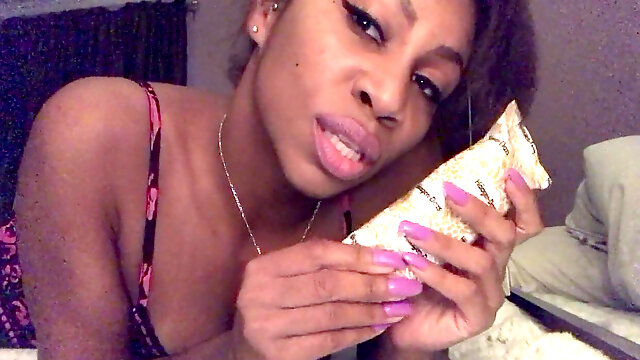 ASMR - deep-throating tonguing eating - EbonyLovers