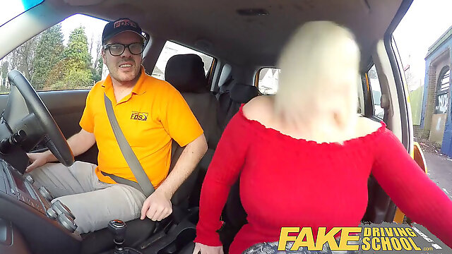 Fake Driving college Busty mature MILF penetrates instructor