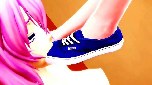 MMD : The dominas trample Luka with shoes (Yuri girly-girl foot Fetish)