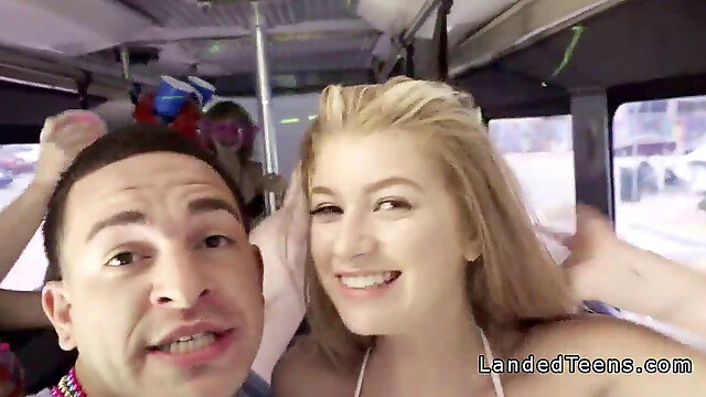 Stranded teen boning host in party bus