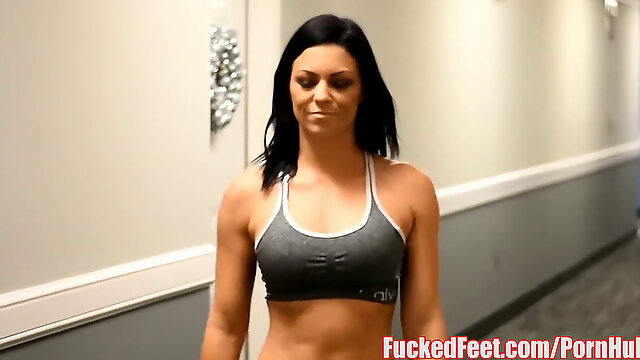 Super hot babe Sarah Brooke Gives A Footjob in Work Out Sneakers at FuckedFeet