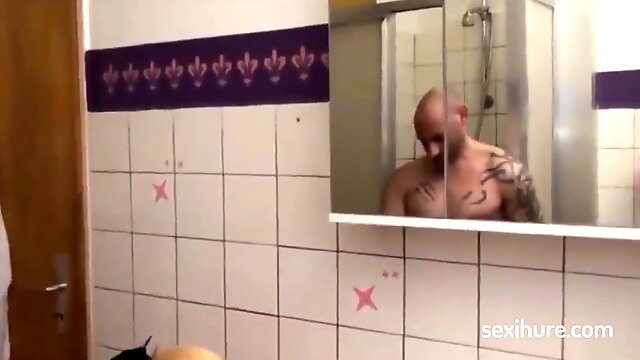 Sex in the bathroom with a horny german woman