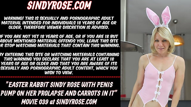 Easter Rabbit Sindy Rose with penis pump on prolapse