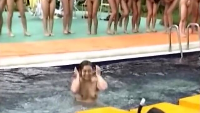 Japanese Water Game Challenge - naked girls outdoor