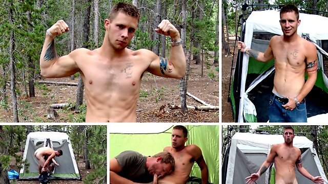 Swallowing Straight Guy’s Load in the Rain – Mountain Tent Cum Eating