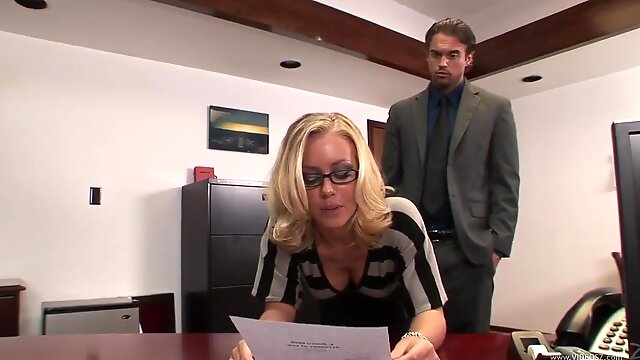 Office sex with busty blonde Secretary in eyeglasses Nicole Aniston - hardcore with cumshot