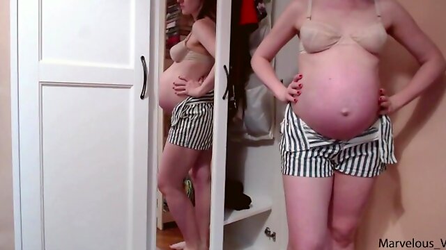 Preggo Solo, Mom Trying On Clothes, Huge Pregnant Belly