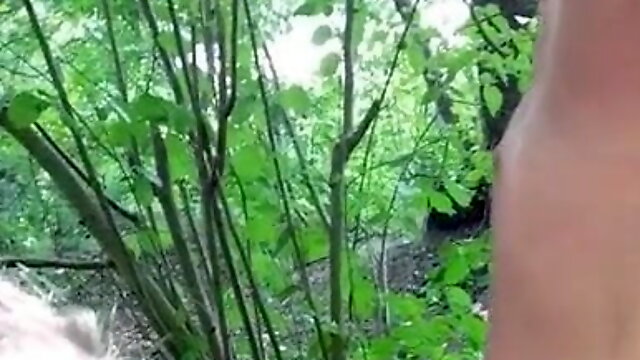 Mature Blonde Sucks A Big Cock In The Woods