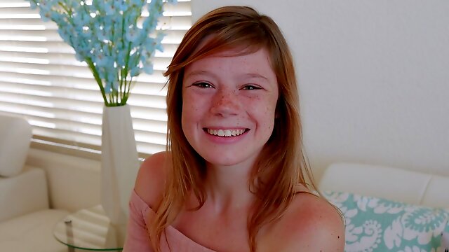 Cute Teen Redhead With Freckles Orgasms During Casting POV