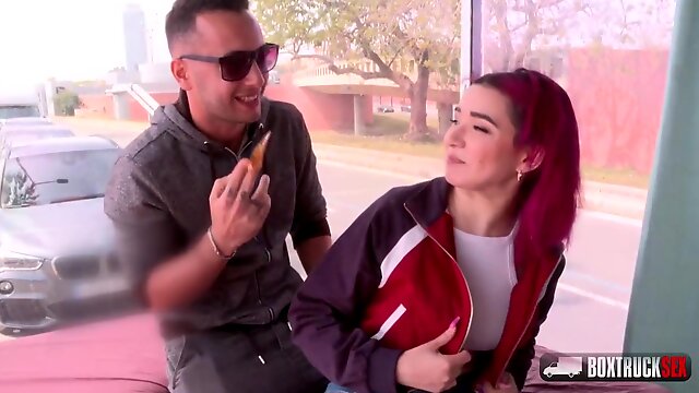 Pink haired darling, Mia Navaro is rubbing her clit while having hardcore sex with her ex