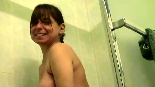 Just a freaky and ugly amateur milfie bitch in the shower 