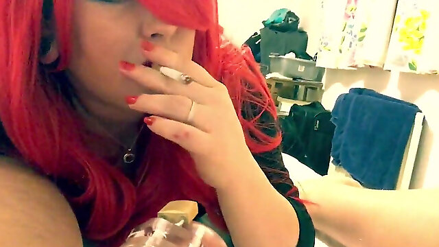 Dominatrix teases Smoking Then Forces Chastity box On - Fetis