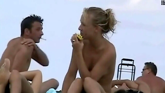 Sexy spanish beach woman cameltoe immense boob video