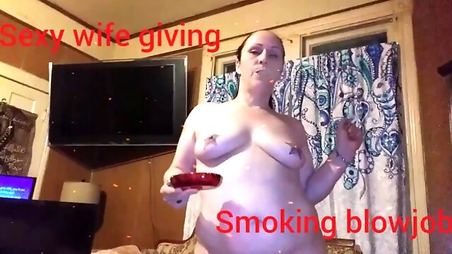 Smoking blowjob by wife