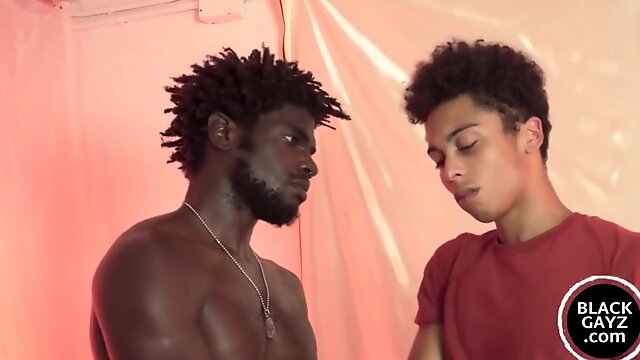 Black hunk spits inside teen mouth and fucks him raw