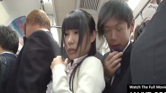 Japanese brunette is often traveling by bus, because someone always gets to fuck her brains out