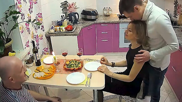 Russian Cuckold, Voyeur Russian, Voyeur House Threesome, Wife Dogging With Husband
