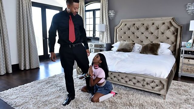 Adorable ebony Daisy Cooper has come over to Eddie Jaye’s beautiful home to babysit. This girl is really is hot. She has a tight little body with an innocent look about her that can drive a guy crazy