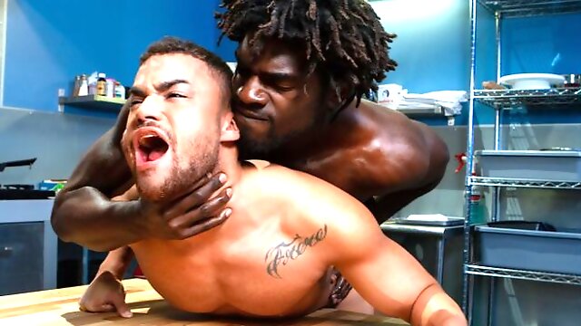 Black hotties Beaux Banks and Devin Trez fuck in the kitchen