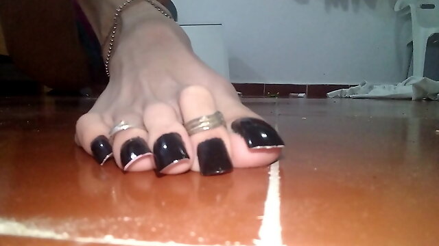 Black Nails Footjob