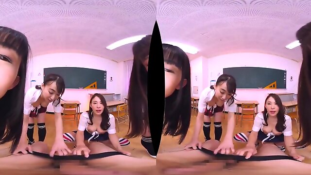 4 Hot Japanese Schoolgirls do you in VR - pov