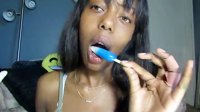 Ebony ASMR Ice Cream Sucking