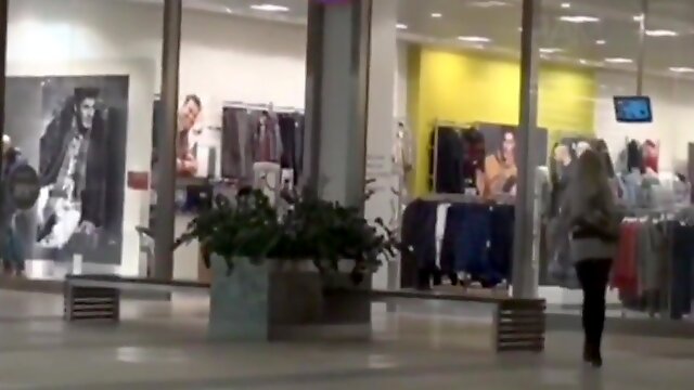 Dutch blonde gives head in the mall - public blowjob