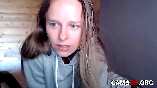 Russian Girl with Blue Eyes Shows Body on Webcam - Teen