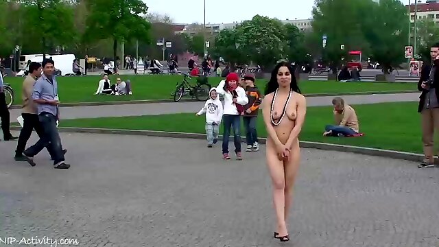 Sexy brunette Silena Outdoor public naked