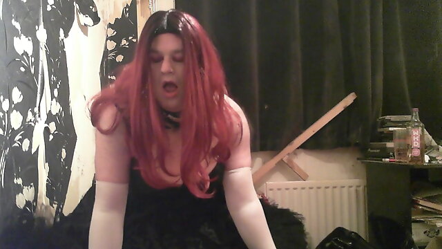 Tink Tol redheadl gown and  glove smoking