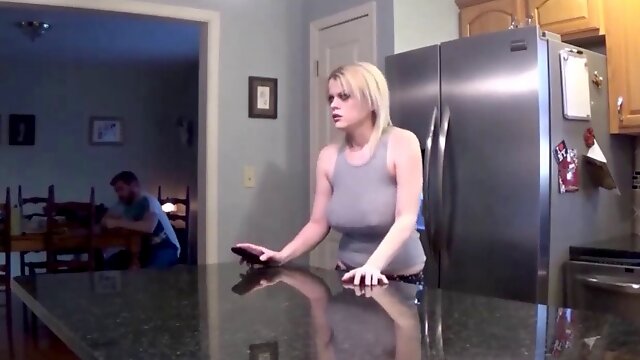 Huge boobed step-mom pounds her stepson in the kitchen