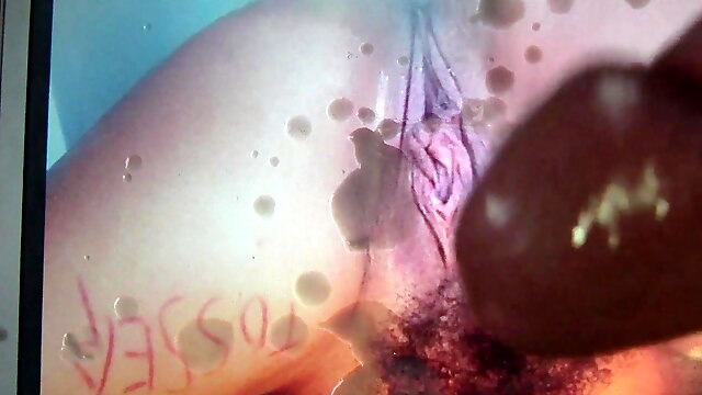 Bushywushy gets a load of Tossertims spunk across her cunt