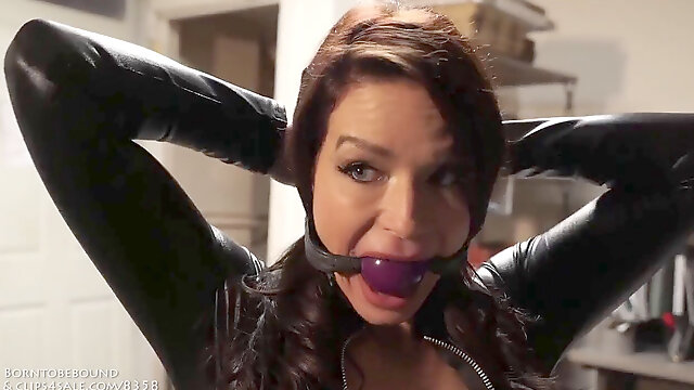 Bondage, latex bondage, ballgag drool