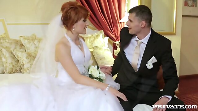 Redhead Anal, Bride Anal, Wedding Anal, Bride Threesome, Stockings, Double Penetration